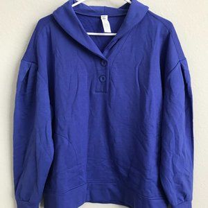 Fit 4 All by Carrie Wightman Shawl Collar Sweatshirt - Twilight (Sz S) a491494